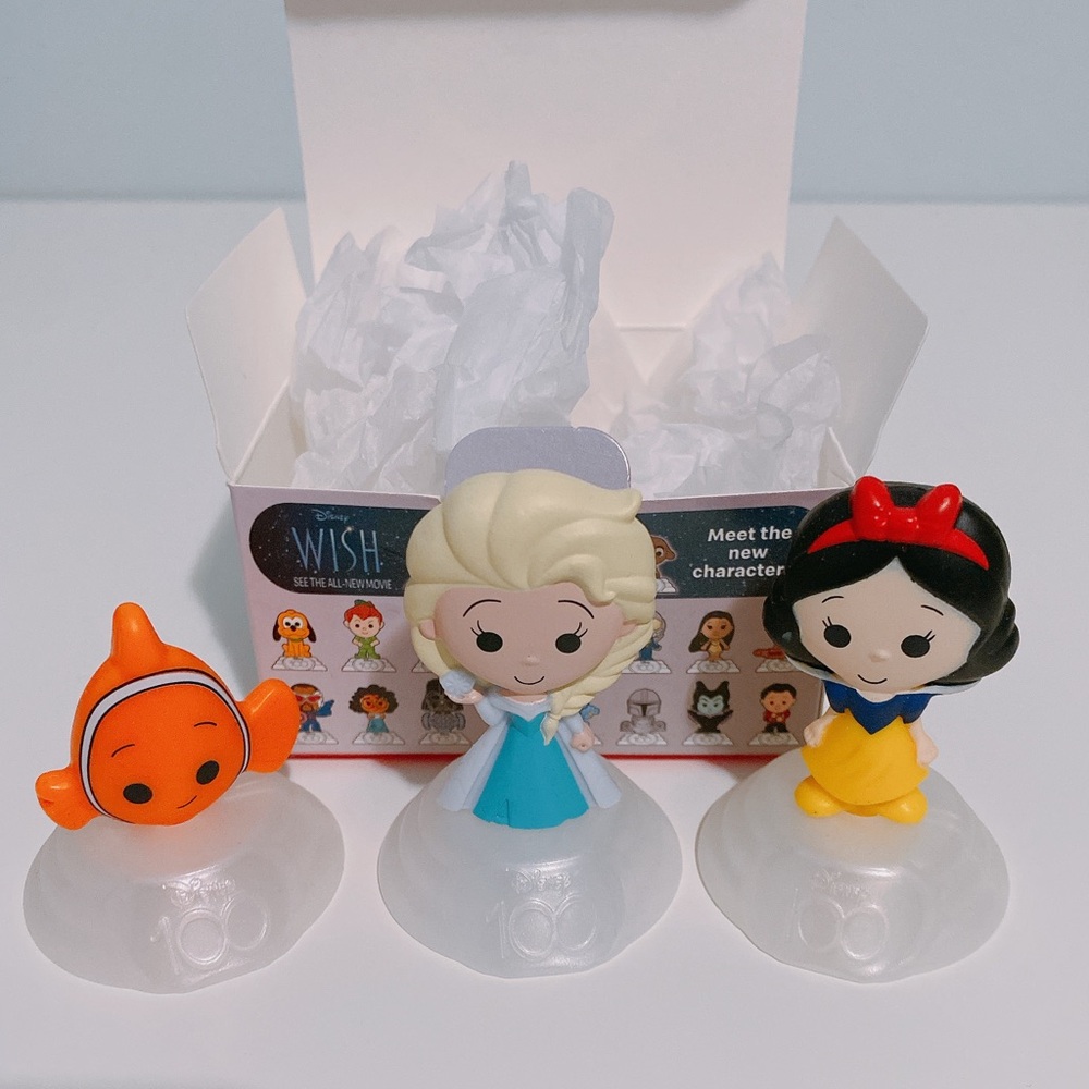 Disney 100 Happy Meal Toys Nemo, Elsa, and Snow White